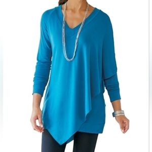 Soft Surroundings Madeline Tunic blue tunic V-neck, long sleeve Size PXL